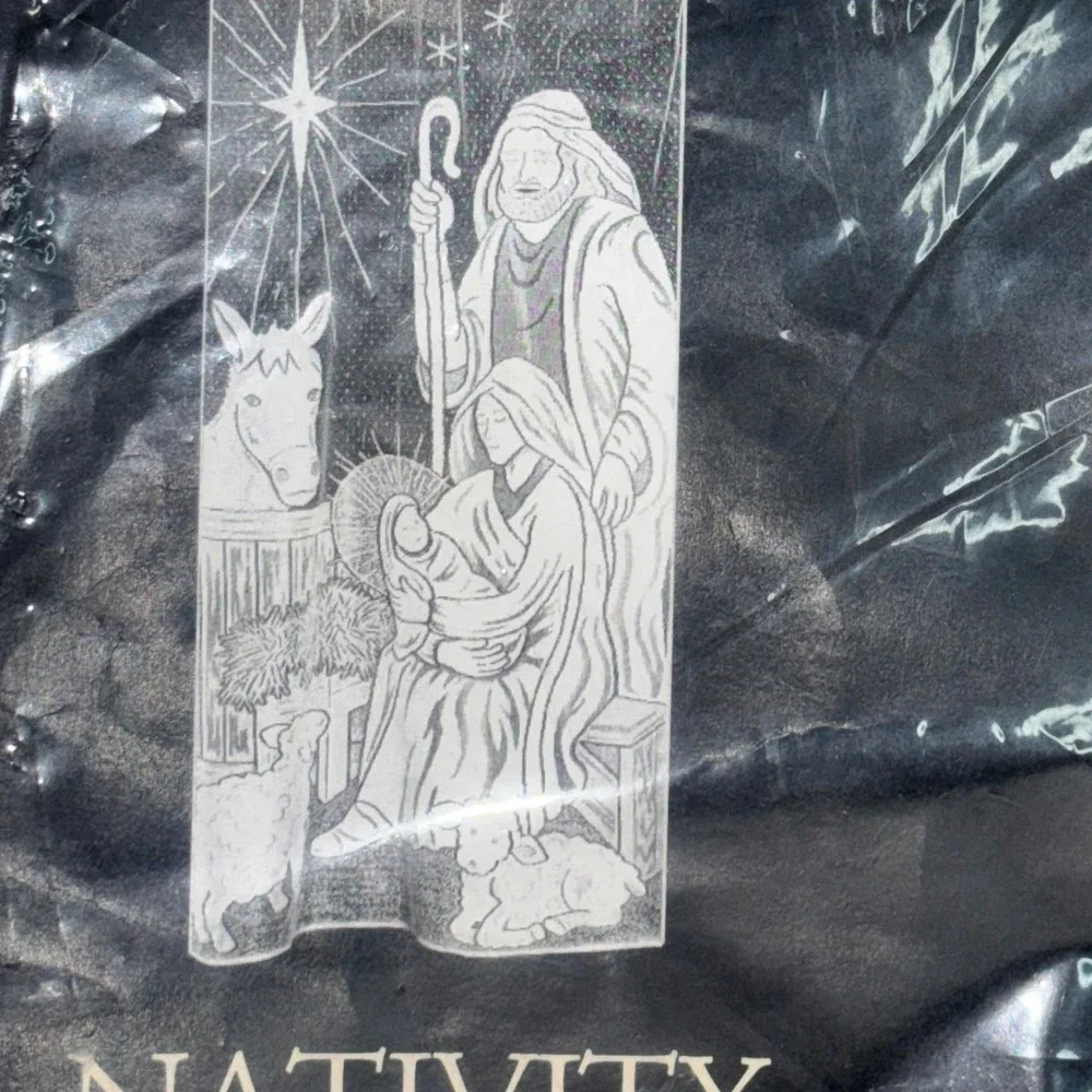 Vintage Heritage Lace Nativity Scenic Panel Curtain 38x76‎ White Polyester